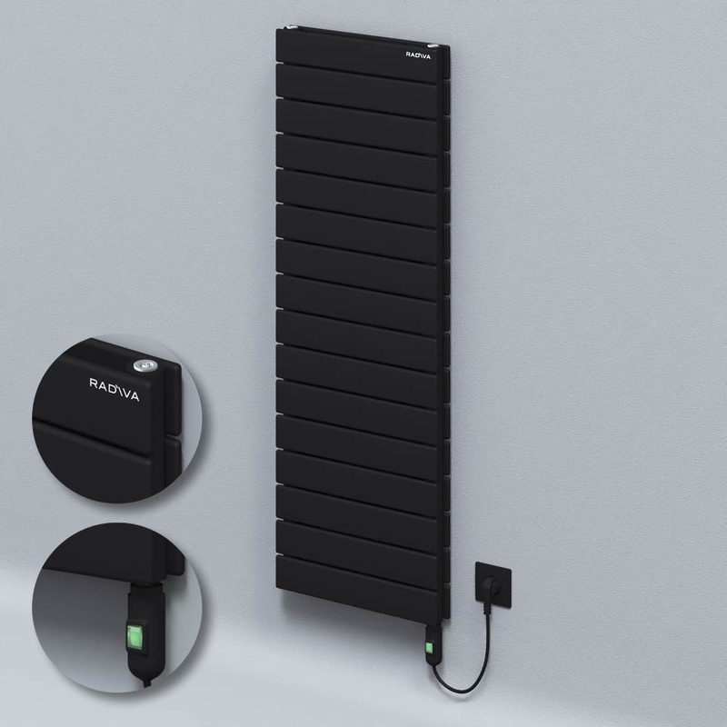 Tip 20H Elektrikli Çelik Dekoratif Radyatör 1180x400 Siyah (On/Off Düğmeli) 900W 