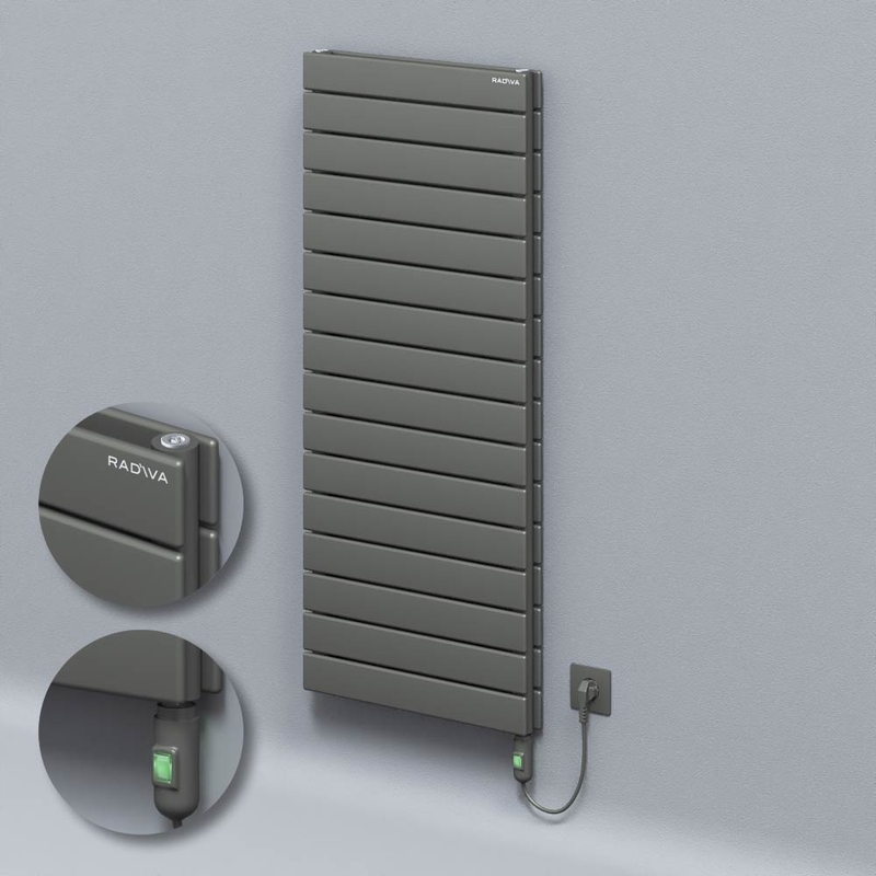 Tip 20H Elektrikli Çelik Dekoratif Radyatör 1180x500 Antrasit (On/Off Düğmeli) 900W 