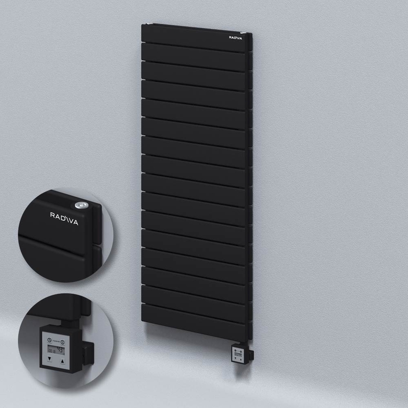 Tip 20H Elektrikli Çelik Dekoratif Radyatör 1180x500 Siyah (KTX3 Termostat) 1000W 