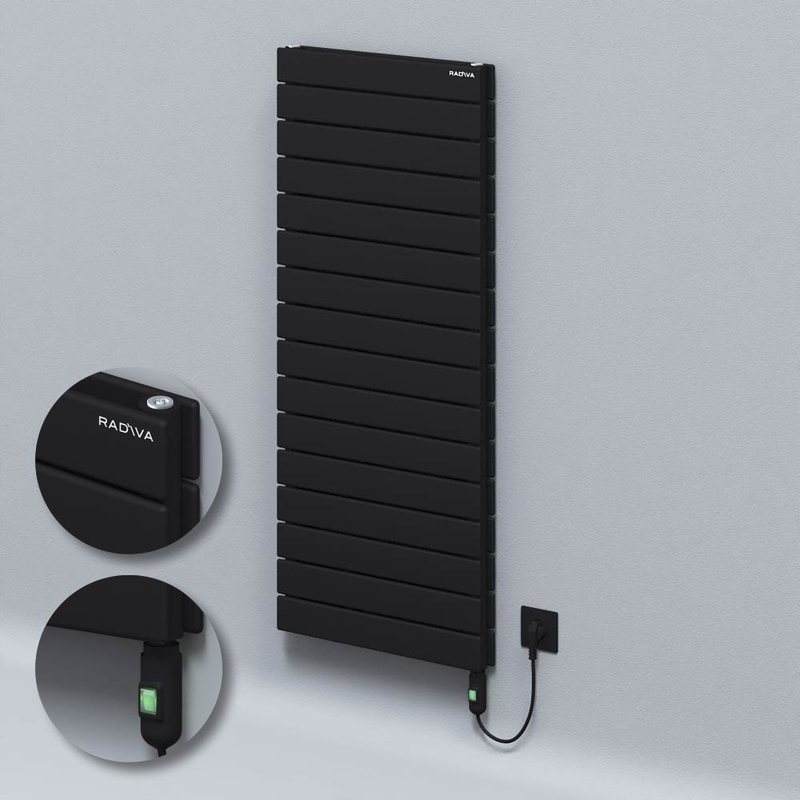 Tip 20H Elektrikli Çelik Dekoratif Radyatör 1180x500 Siyah (On/Off Düğmeli) 900W 