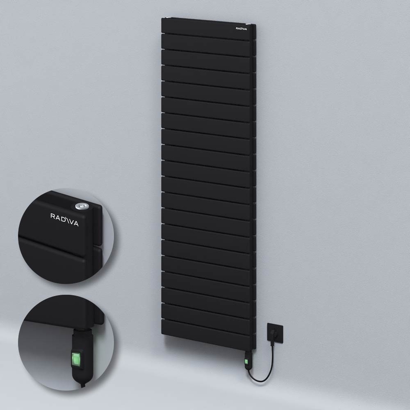 Tip 20H Elektrikli Çelik Dekoratif Radyatör 1476x500 Siyah (On/Off Düğmeli) 1200W 