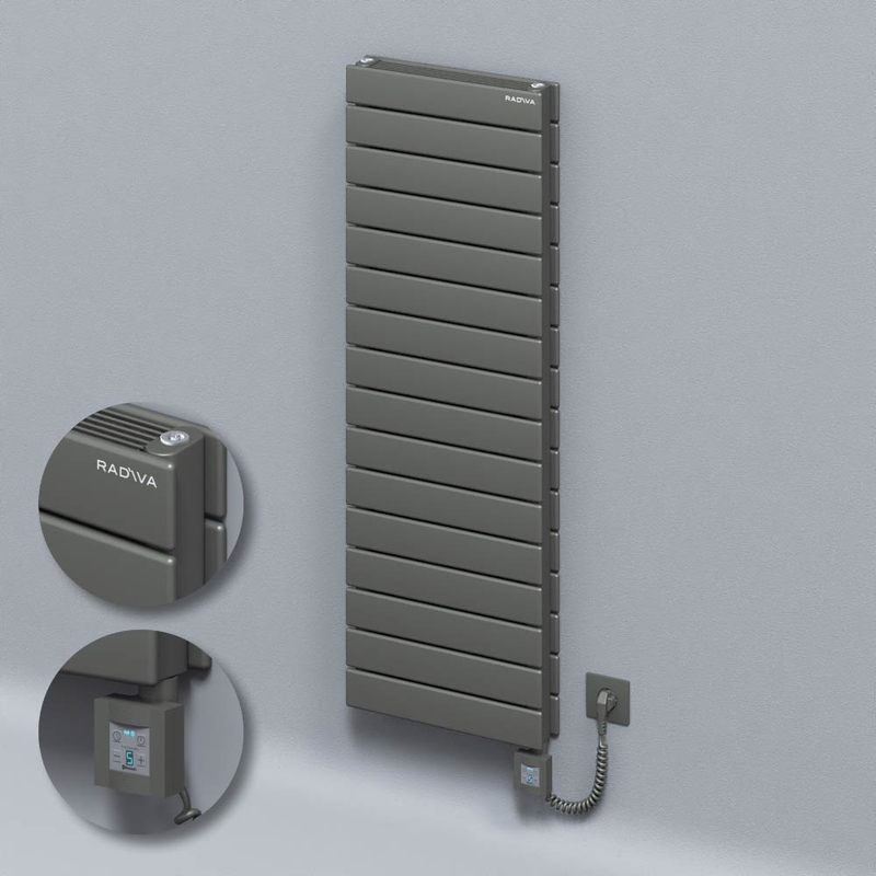 Tip 21H Elektrikli Çelik Dekoratif Radyatör 1180x400 Antrasit (KTX4 Termostat) 1000W Spiral Kablolu 
