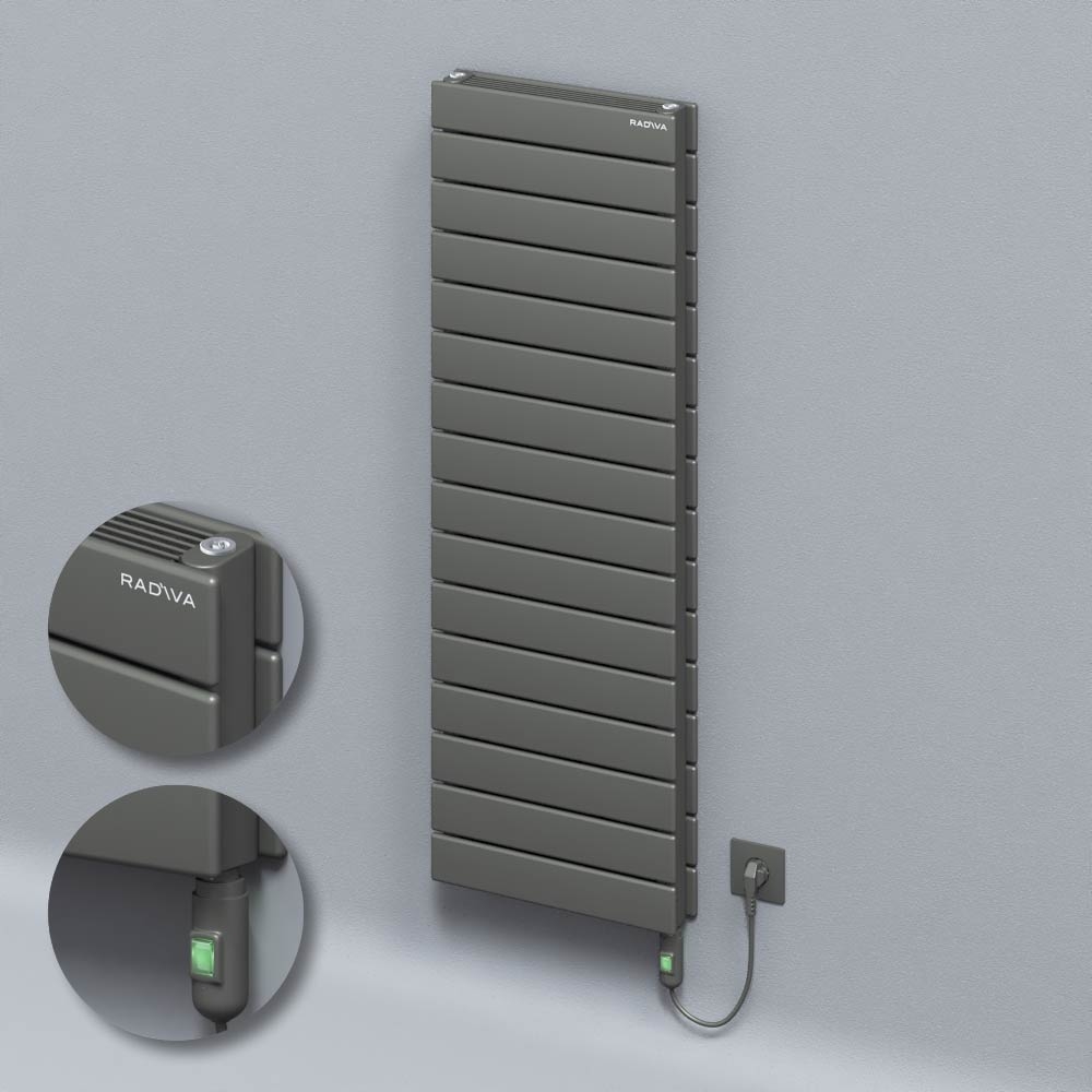 Tip 21H Elektrikli Çelik Dekoratif Radyatör 1180x400 Antrasit (On/Off Düğmeli) 900W - 1