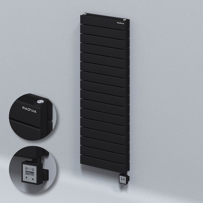 Tip 21H Elektrikli Çelik Dekoratif Radyatör 1180x400 Siyah (KTX3 Termostat) 1000W 
