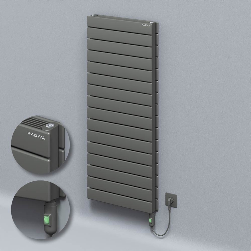 Tip 21H Elektrikli Çelik Dekoratif Radyatör 1180x500 Antrasit (On/Off Düğmeli) 1200W 