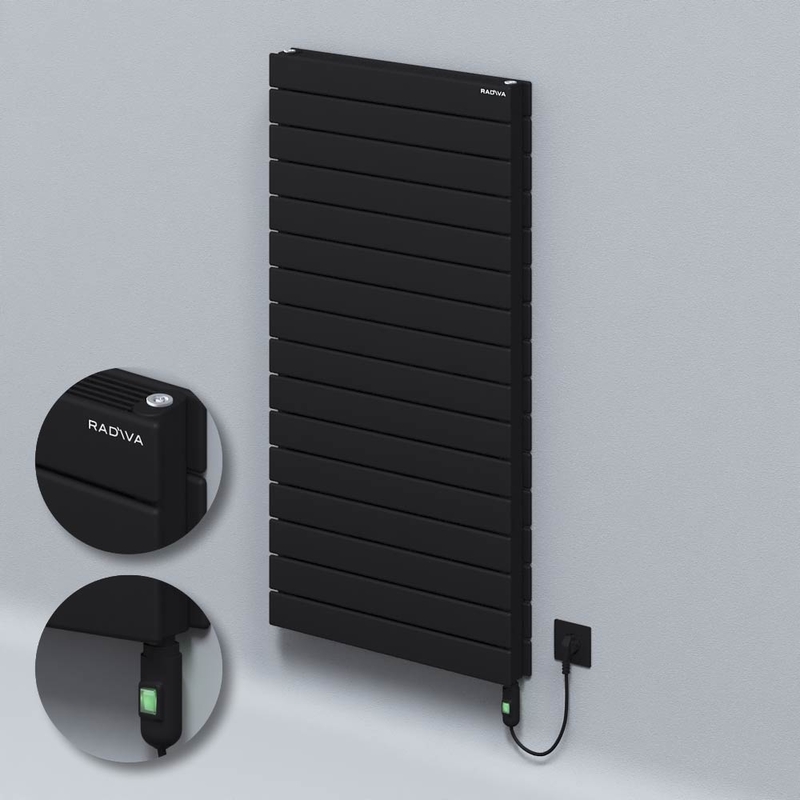Tip 21H Elektrikli Çelik Dekoratif Radyatör 1180x600 Siyah (On/Off Düğmeli) 1500W 