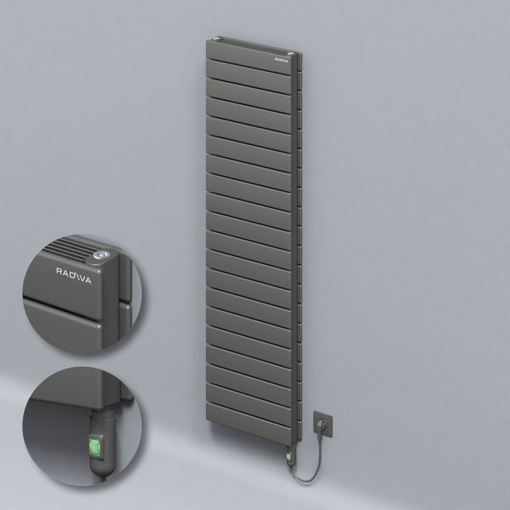 Tip 21H Elektrikli Çelik Dekoratif Radyatör 1476x400 Antrasit (On/Off Düğmeli) 1200W - 1