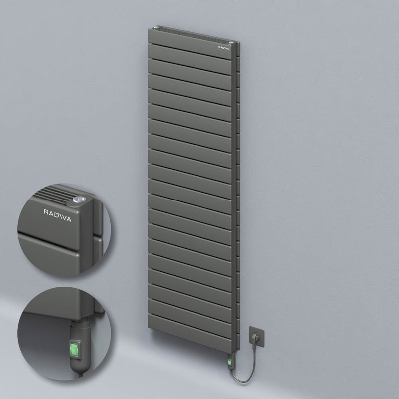 Tip 21H Elektrikli Çelik Dekoratif Radyatör 1476x500 Antrasit (On/Off Düğmeli) 1500W 