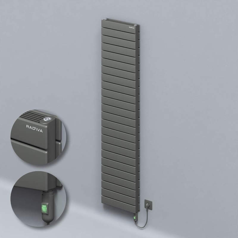 Tip 21H Elektrikli Çelik Dekoratif Radyatör 1772x400 Antrasit (On/Off Düğmeli) 1200W 