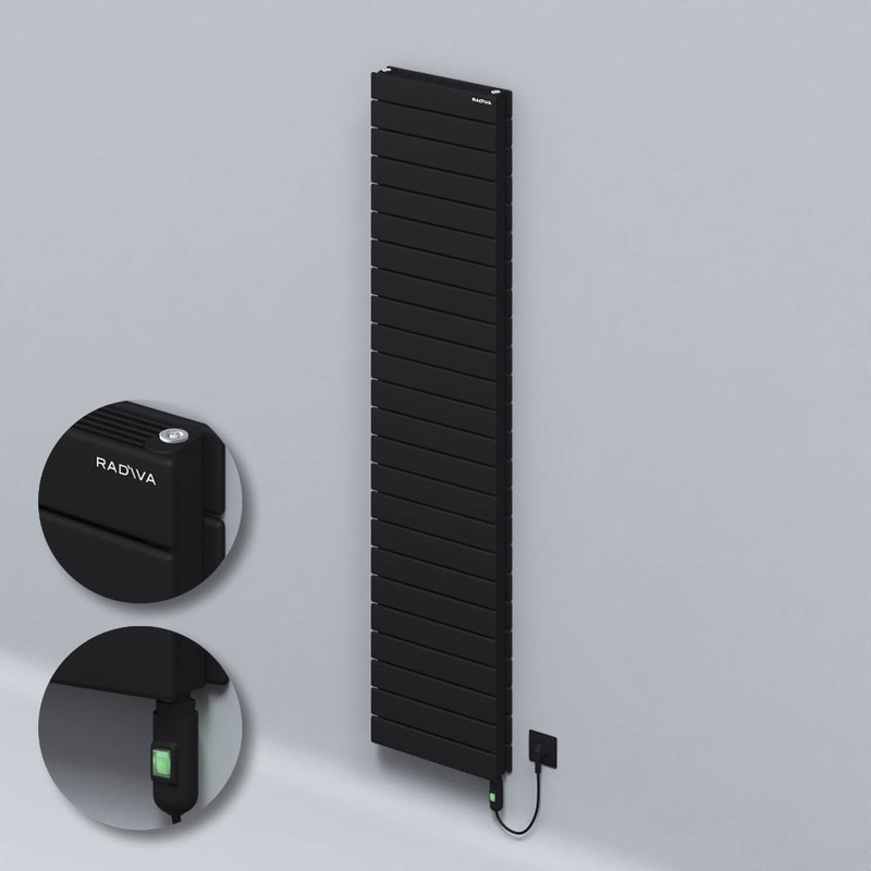 Tip 21H Elektrikli Çelik Dekoratif Radyatör 1772x400 Siyah (On/Off Düğmeli) 1200W 