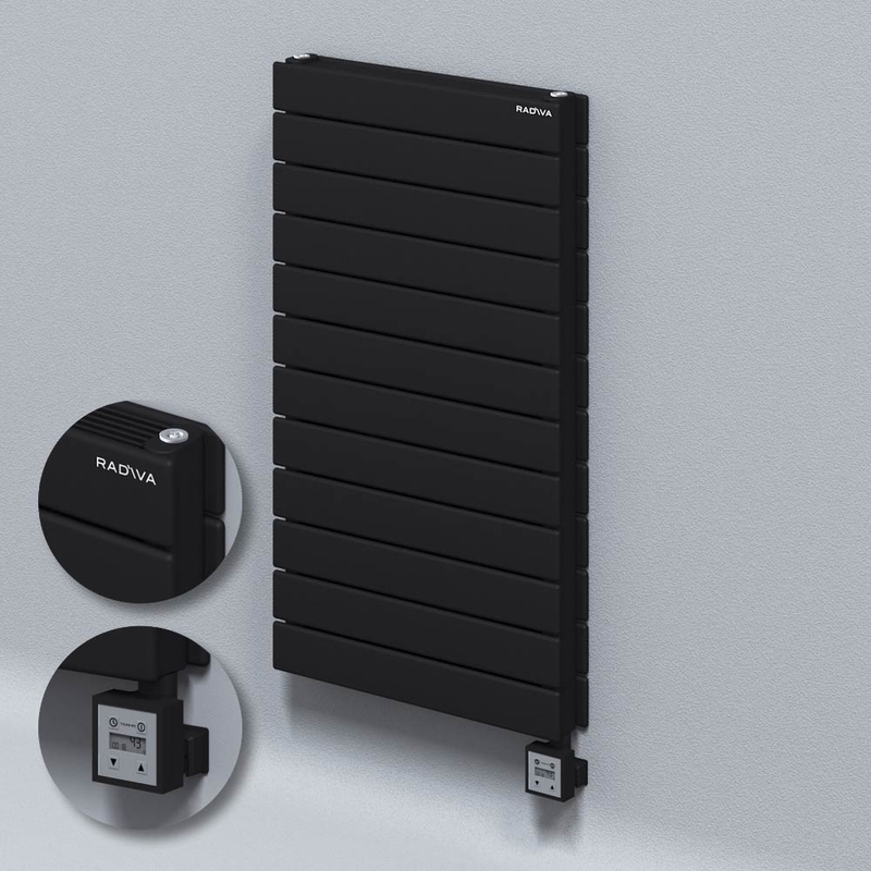 Tip 21H Elektrikli Çelik Dekoratif Radyatör 884x500 Siyah (KTX3 Termostat) 1000W 