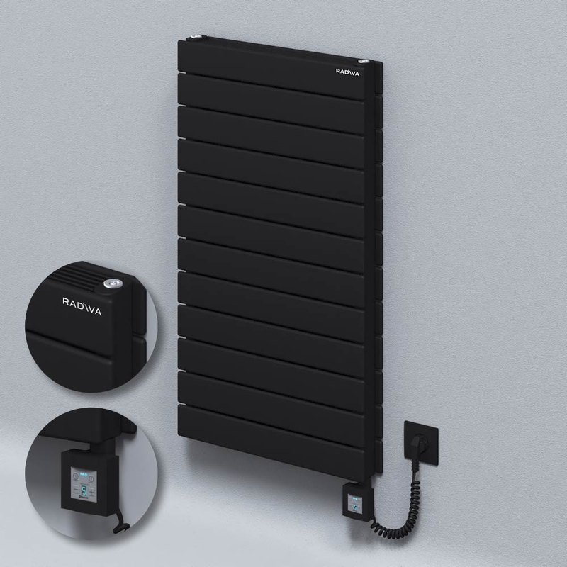 Tip 21H Elektrikli Çelik Dekoratif Radyatör 884x500 Siyah (KTX4 Termostat) 1000W Spiral Kablolu 