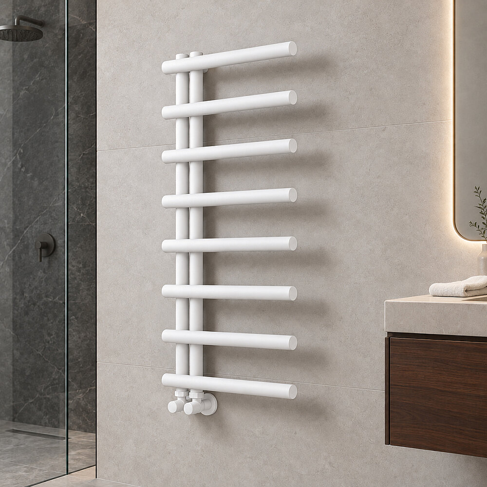 Tuna Decorative Towel Rail 500x1150 White - 1