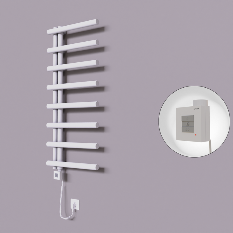 Tuna Dekoratif Elektrikli Havlupan 500x1150 Beyaz (KTX1 Termostat) 300W Spiral Kablolu 