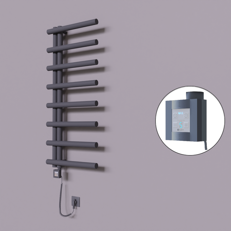 Tuna Dekoratif Elektrikli Havlupan 500x1150 Koyu Antrasit (KTX4 Termostat) 300W Spiral Kablolu 