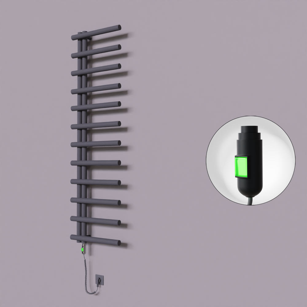 Tuna Dekoratif Elektrikli Havlupan 500x1750 Koyu Antrasit (On/Off Düğmeli) 600W - 1