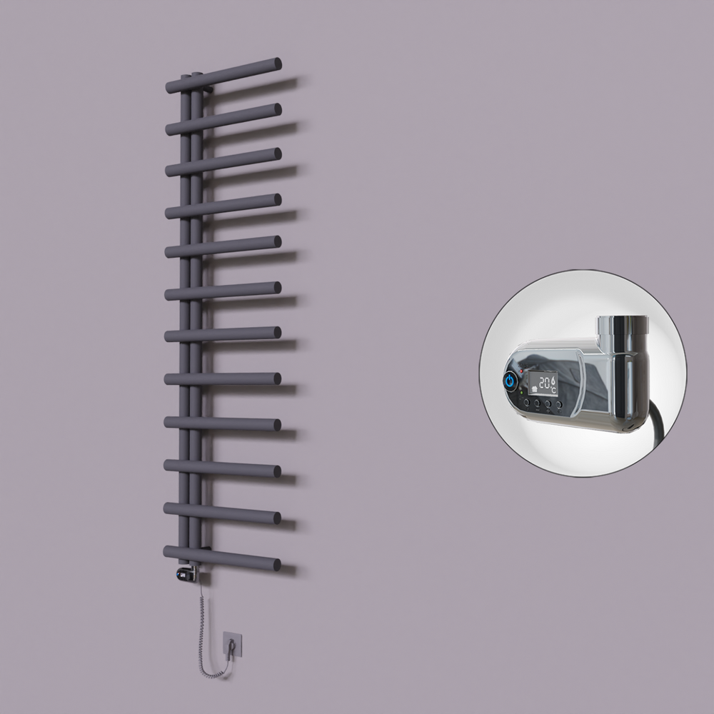 Tuna Dekoratif Elektrikli Havlupan 500x1750 Koyu Antrasit (Thesis Termostat) 600W - 1