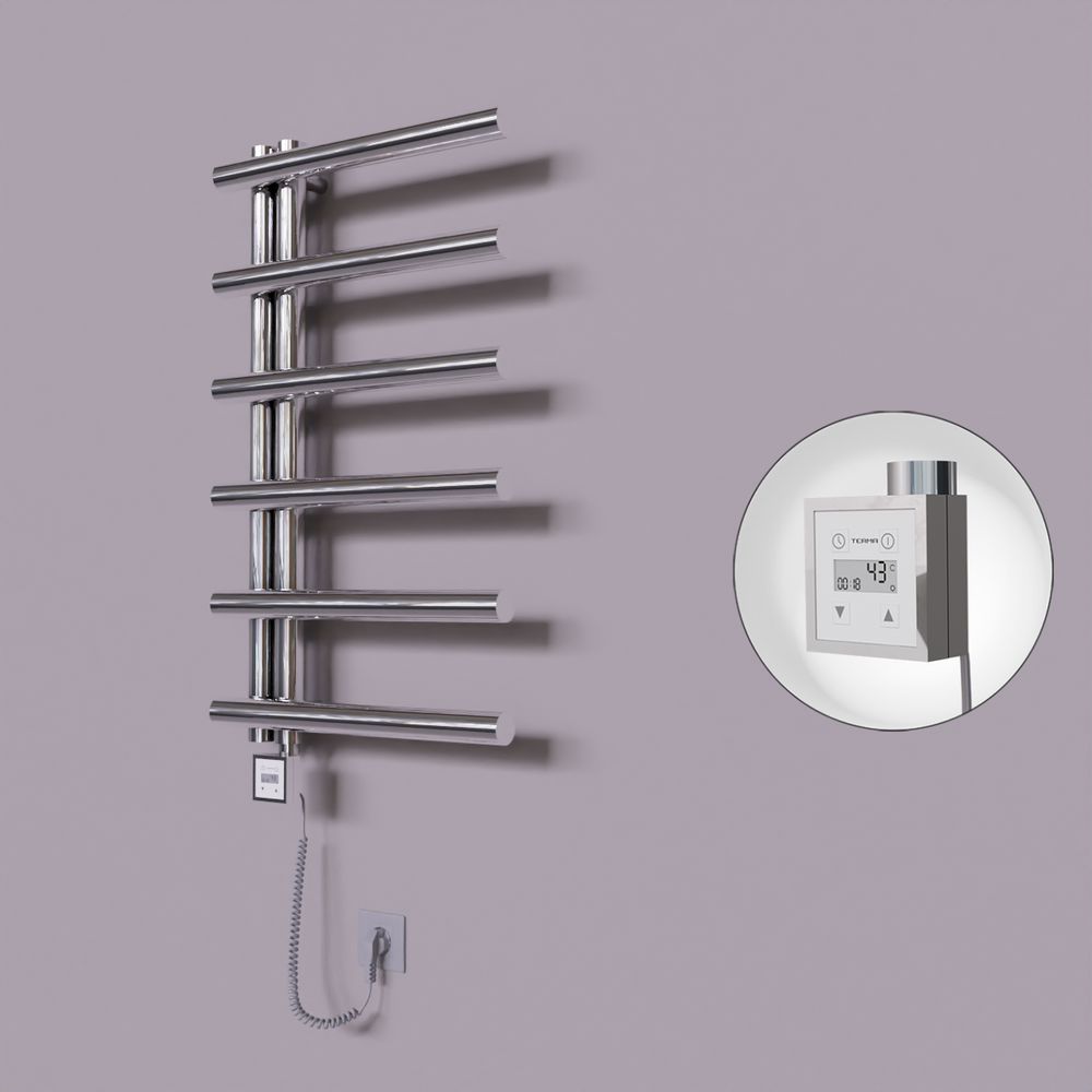 Tuna Dekoratif Elektrikli Havlupan 500x850 Krom (KTX3 Termostat) 200W Spiral Kablolu - 1