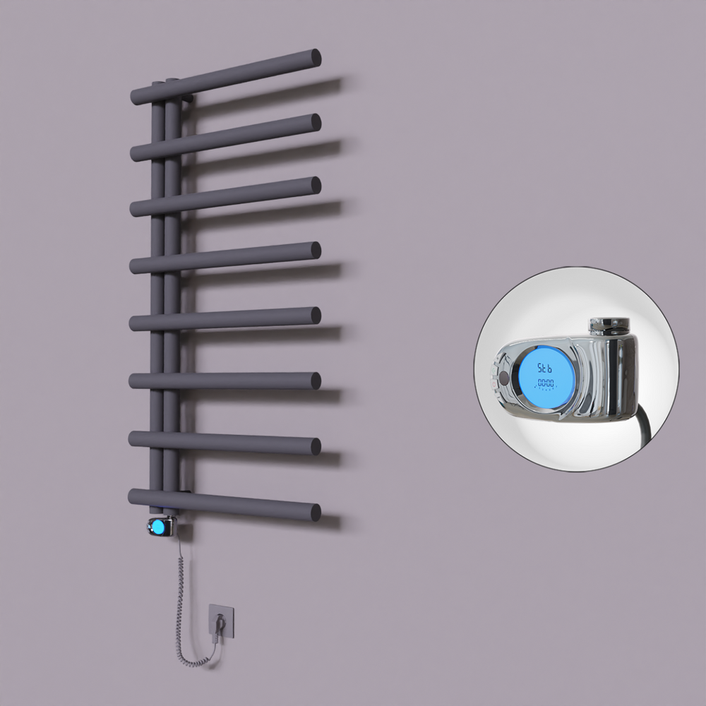 Tuna Dekoratif Elektrikli Havlupan 600x1150 Koyu Antrasit (Musa Termostat) 600W - 1