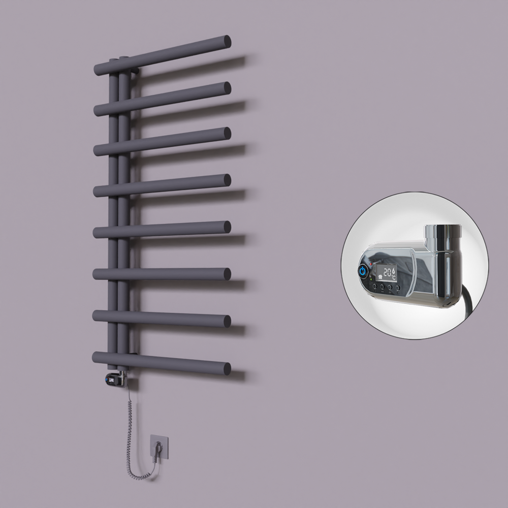 Tuna Dekoratif Elektrikli Havlupan 600x1150 Koyu Antrasit (Thesis Termostat) 600W - 1