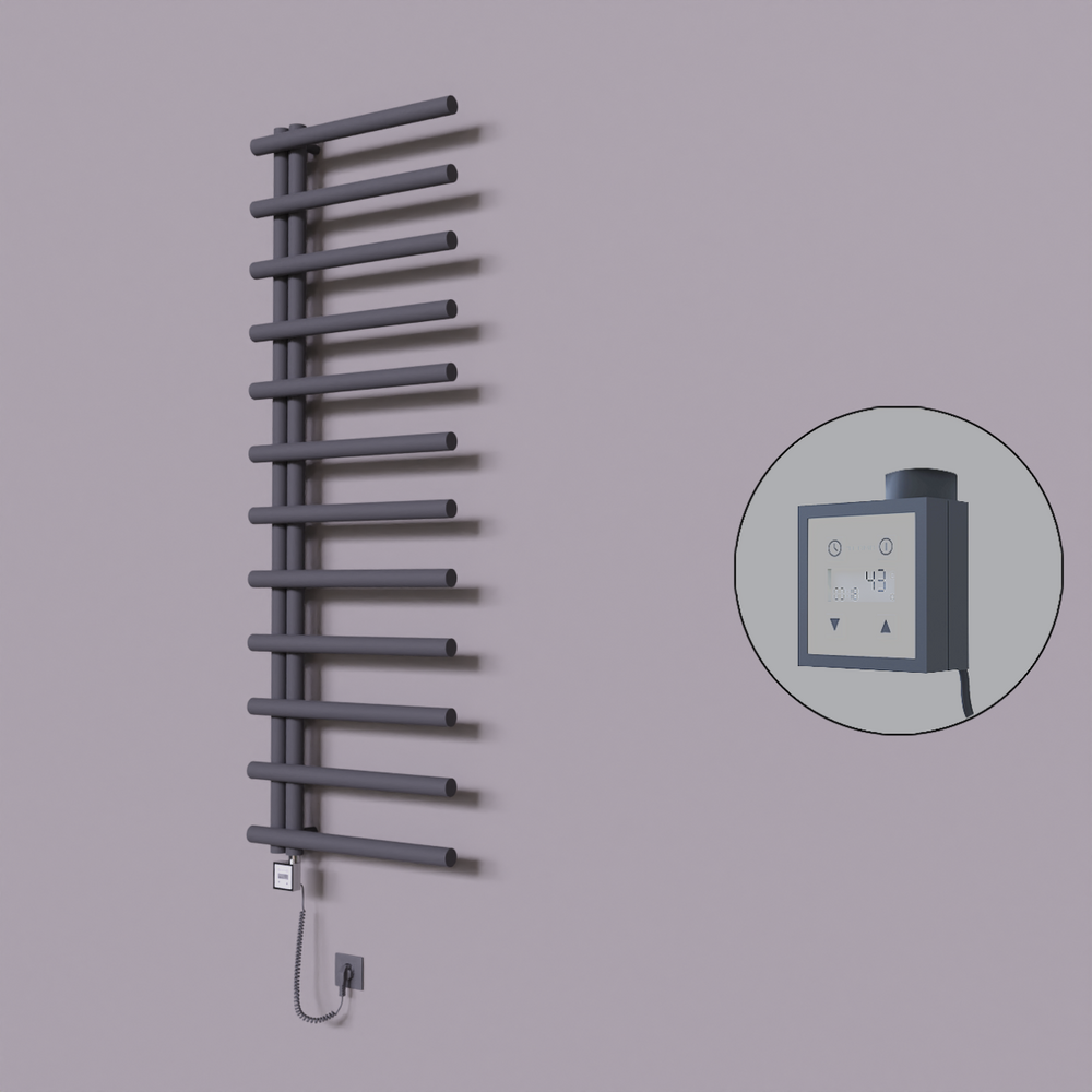 Tuna Dekoratif Elektrikli Havlupan 600x1750 Koyu Antrasit (KTX3 Termostat) 1000W Spiral Kablolu - 1