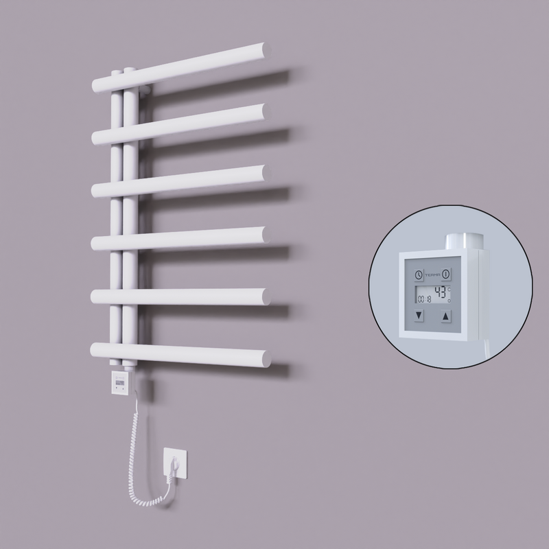 Tuna Dekoratif Elektrikli Havlupan 600x850 Beyaz (KTX3 Termostat) 300W Spiral Kablolu 