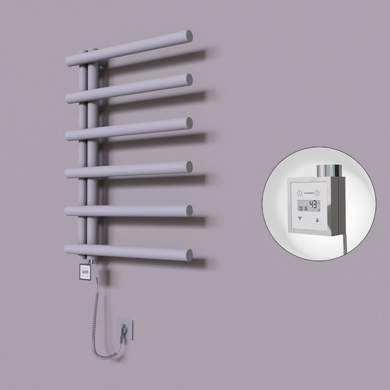 Tuna Dekoratif Elektrikli Havlupan 600x850 Gri (KTX3 Termostat) 300W Spiral Kablolu 