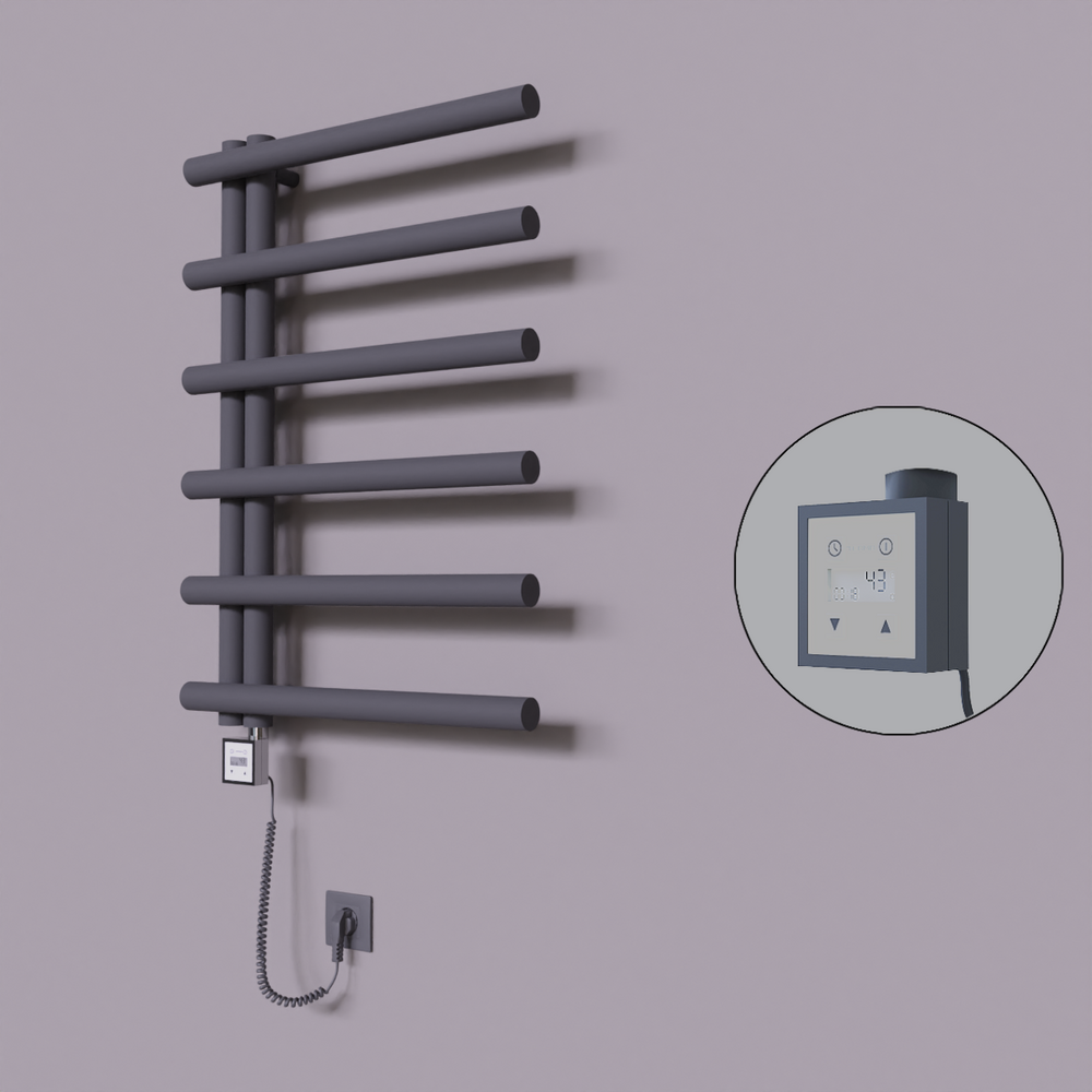 Tuna Dekoratif Elektrikli Havlupan 600x850 Koyu Antrasit (KTX3 Termostat) 300W Spiral Kablolu - 1