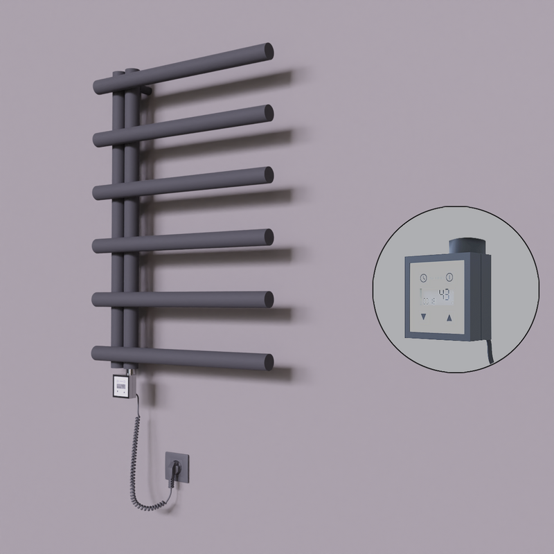 Tuna Dekoratif Elektrikli Havlupan 600x850 Koyu Antrasit (KTX3 Termostat) 300W Spiral Kablolu 