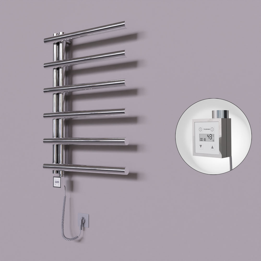 Tuna Dekoratif Elektrikli Havlupan 600x850 Krom (KTX3 Termostat) 200W Spiral Kablolu - 1