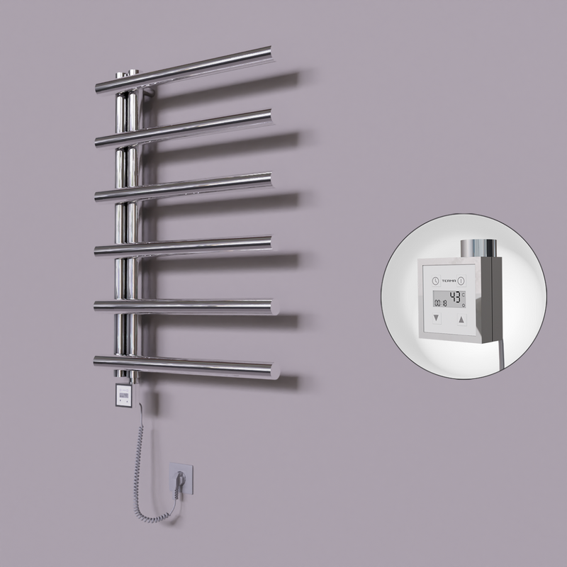 Tuna Dekoratif Elektrikli Havlupan 600x850 Krom (KTX3 Termostat) 200W Spiral Kablolu 