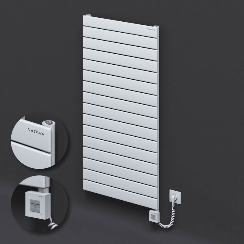 Type 10H Electric Steel Decorative Radiator 1180x600 White (KTX1 Thermostat) 1000W Spiral Cable 