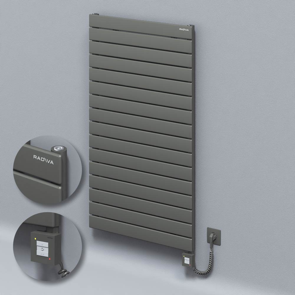 Type 10H Electric Steel Decorative Radiator 1180x700 Anthracite (KTX1 Thermostat) 1000W Spiral Cable - 1