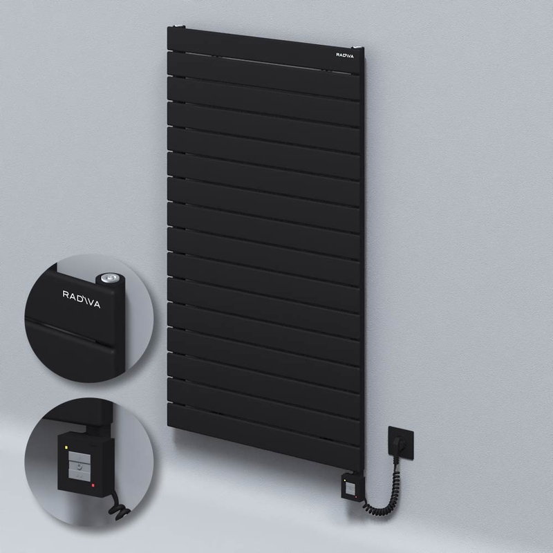 Type 10H Electric Steel Decorative Radiator 1180x700 Black (KTX1 Thermostat) 1000W Spiral Cable 