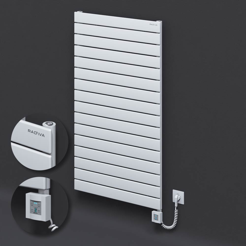 Type 10H Electric Steel Decorative Radiator 1180x700 White (KTX4 Thermostat) 1000W Spiral Cable - 1