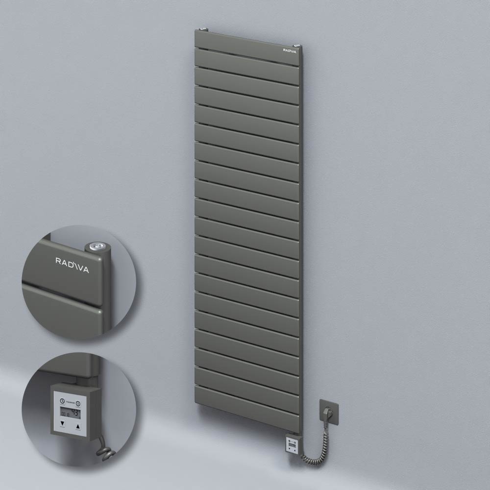 Type 10H Electric Steel Decorative Radiator 1476x500 Anthracite (KTX3 Thermostat) 1000W Spiral Cable - 1