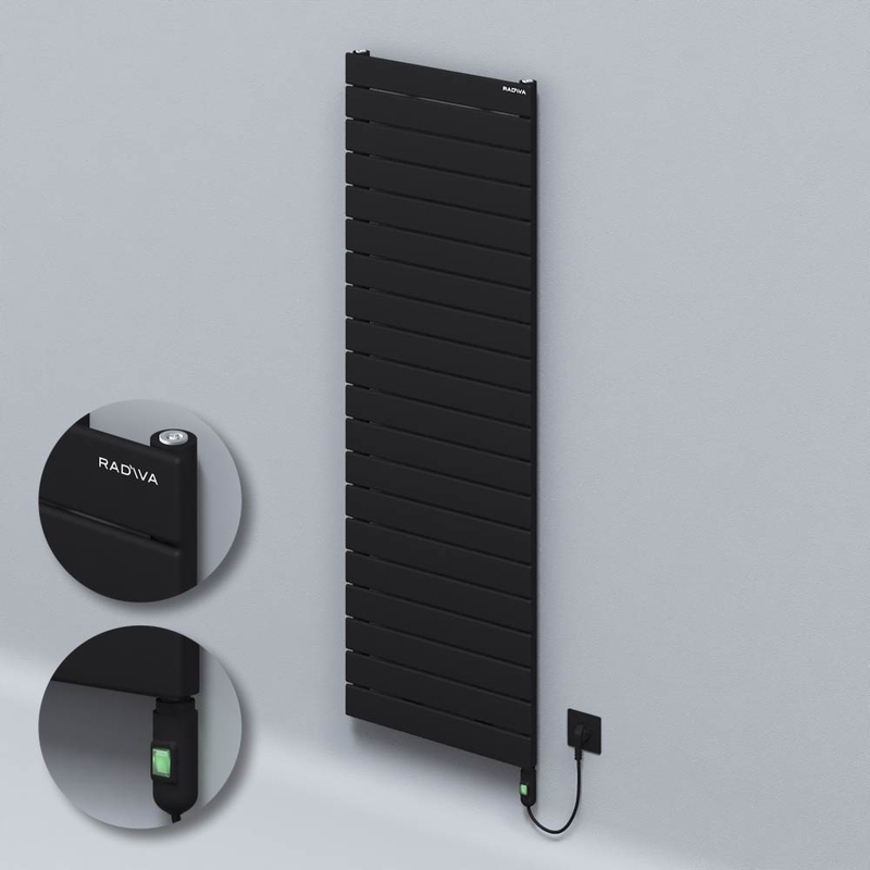 Type 10H Electric Steel Decorative Radiator 1476x500 Black (On/Off Button) 900W 