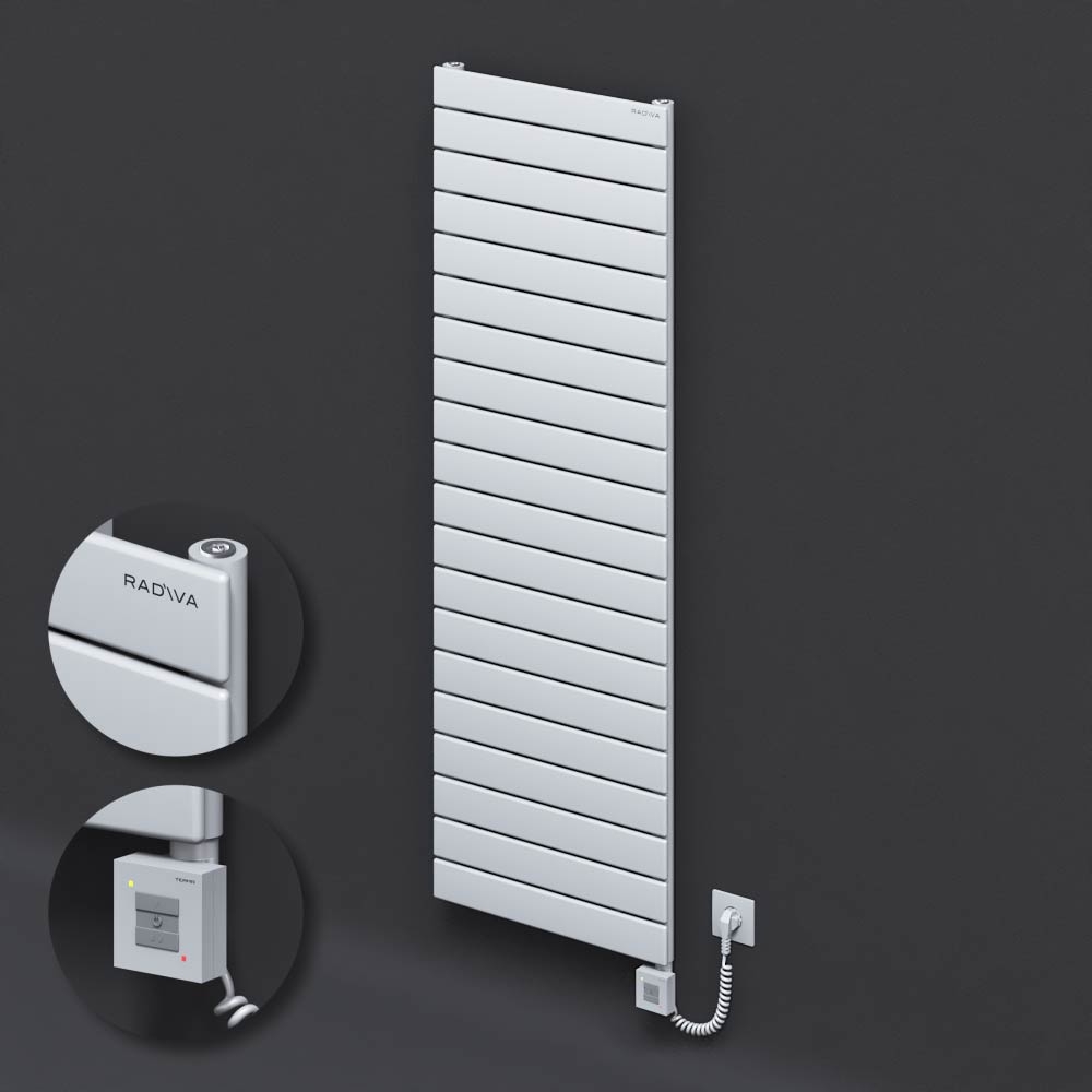 Type 10H Electric Steel Decorative Radiator 1476x500 White (KTX1 Thermostat) 1000W Spiral Cable - 1