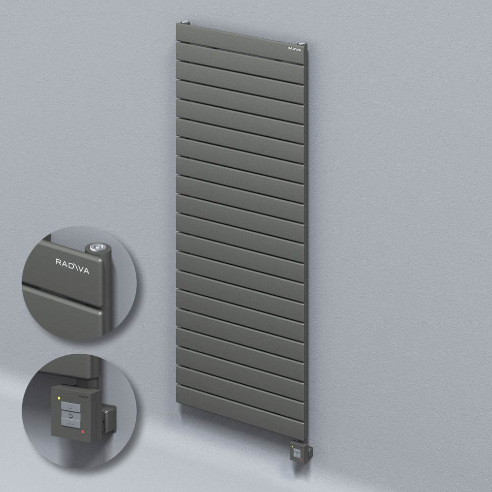 Type 10H Electric Steel Decorative Radiator 1476x600 Anthracite (KTX1 Thermostat) 1000W - 1