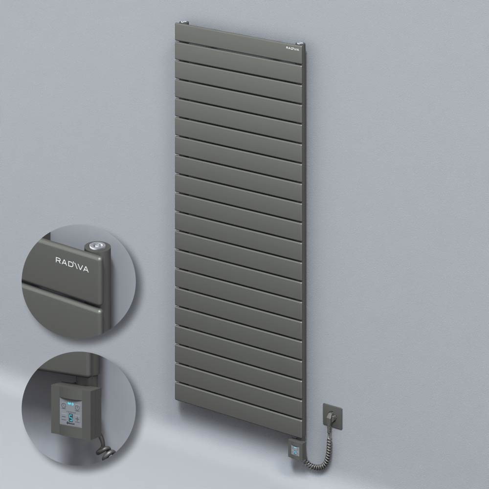 Type 10H Electric Steel Decorative Radiator 1476x600 Anthracite (KTX4 Thermostat) 1000W Spiral Cable - 1