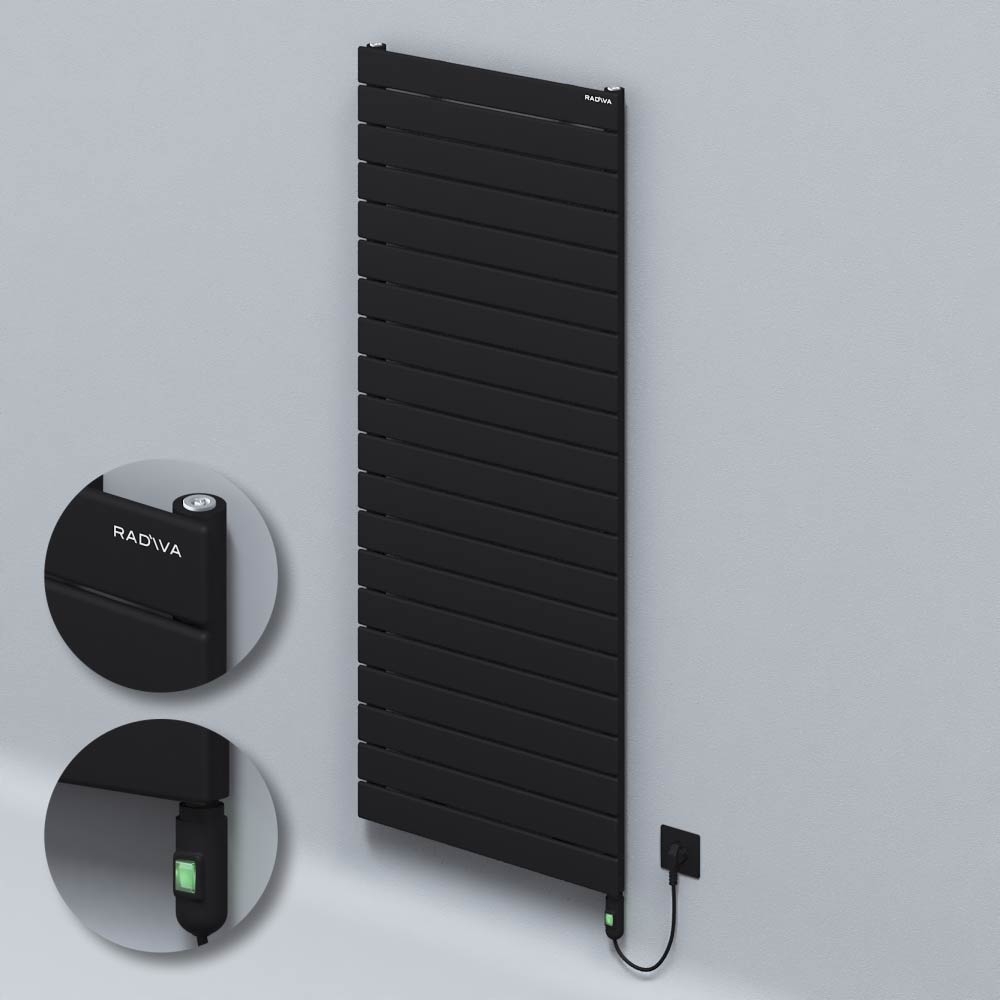Type 10H Electric Steel Decorative Radiator 1476x600 Black (On/Off Button) 900W - 1