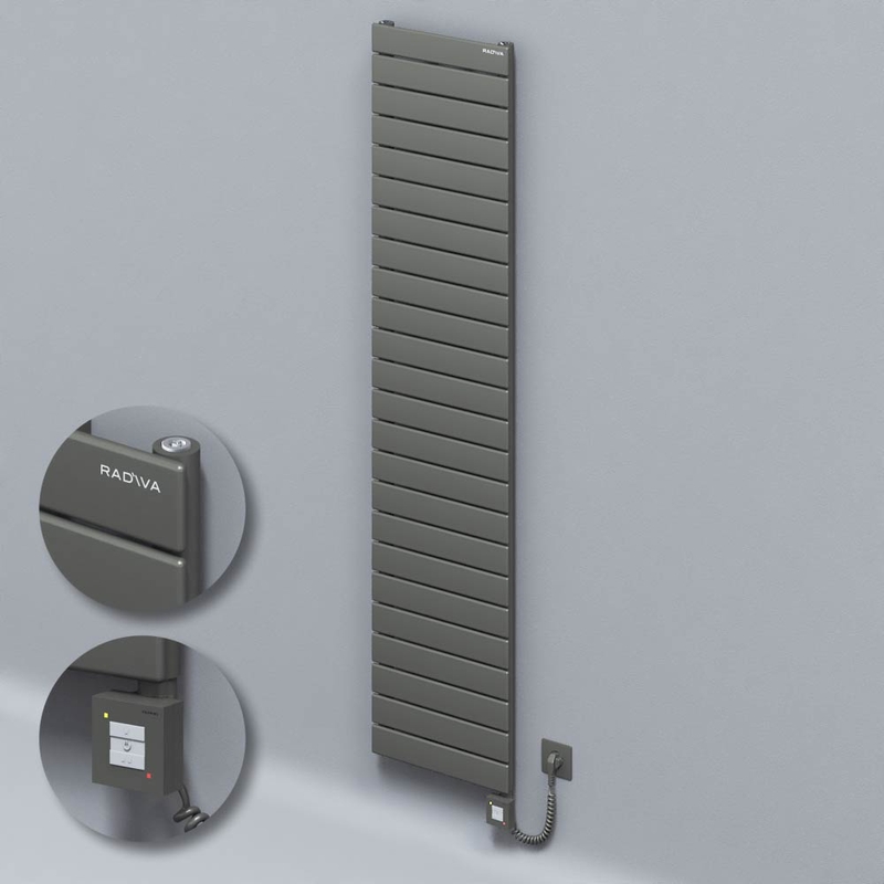 Type 10H Electric Steel Decorative Radiator 1772x400 Anthracite (KTX1 Thermostat) 1000W Spiral Cable 