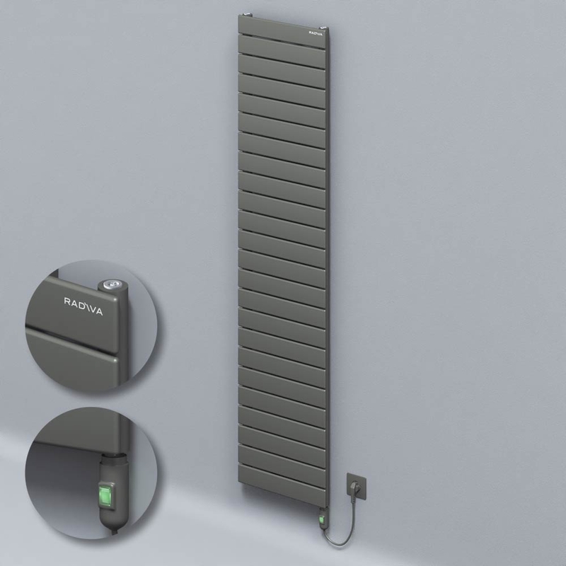 Type 10H Electric Steel Decorative Radiator 1772x400 Anthracite (On/Off Button) 900W 