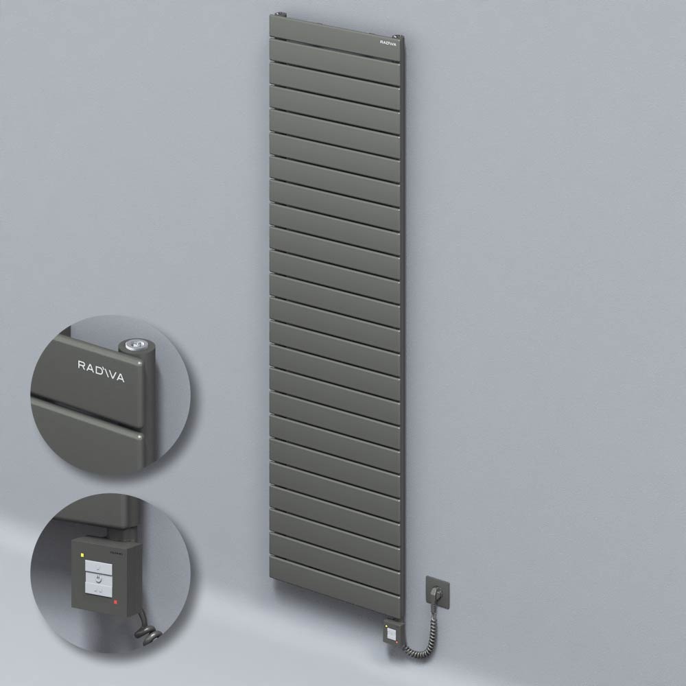 Type 10H Electric Steel Decorative Radiator 1772x500 Anthracite (KTX1 Thermostat) 1000W Spiral Cable - 1