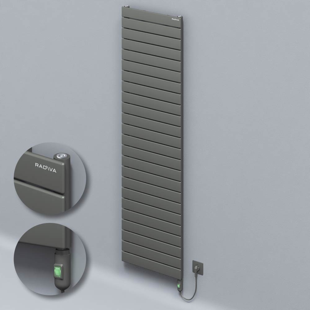 Type 10H Electric Steel Decorative Radiator 1772x500 Anthracite (On/Off Button) 900W - 1