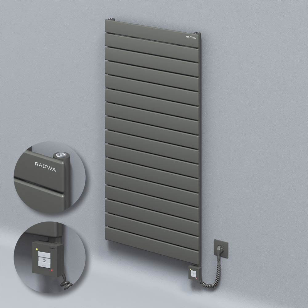 Type 10H Electric Steel Radiateur Décoratif 1180x600 Anthracite (KTX1 Thermostat) 1000W Câble spiralé - 1