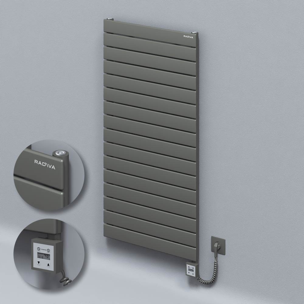 Type 10H Electric Steel Radiateur Décoratif 1180x600 Anthracite (KTX3 Thermostat) 1000W Câble spiralé - 1