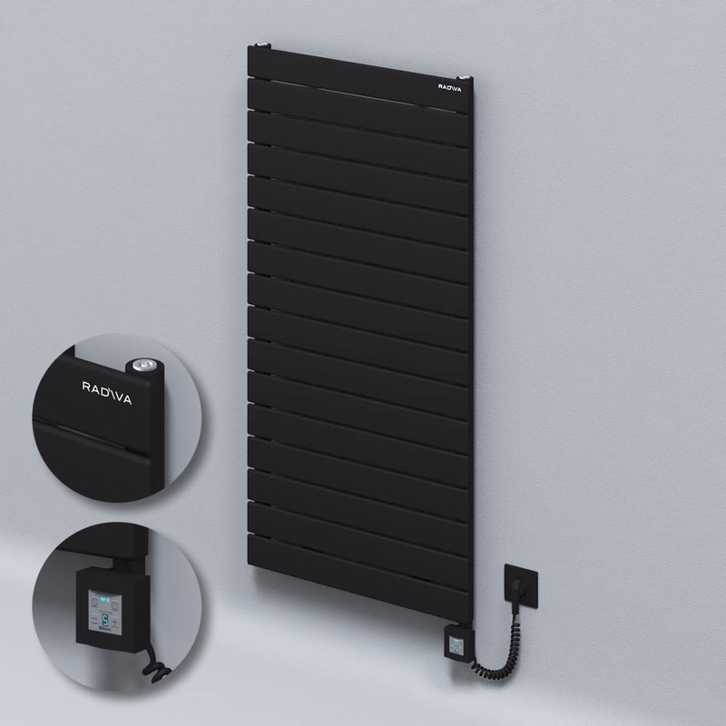 Type 10H Electric Steel Radiateur Décoratif 1180x600 Noir (KTX4 Thermostat) 1000W Câble spiralé