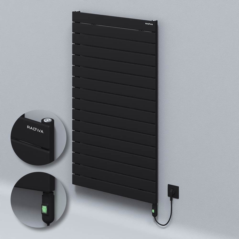 Type 10H Electric Steel Radiateur Décoratif 1180x700 Noir (Bouton Marche/Arrêt) 900W 