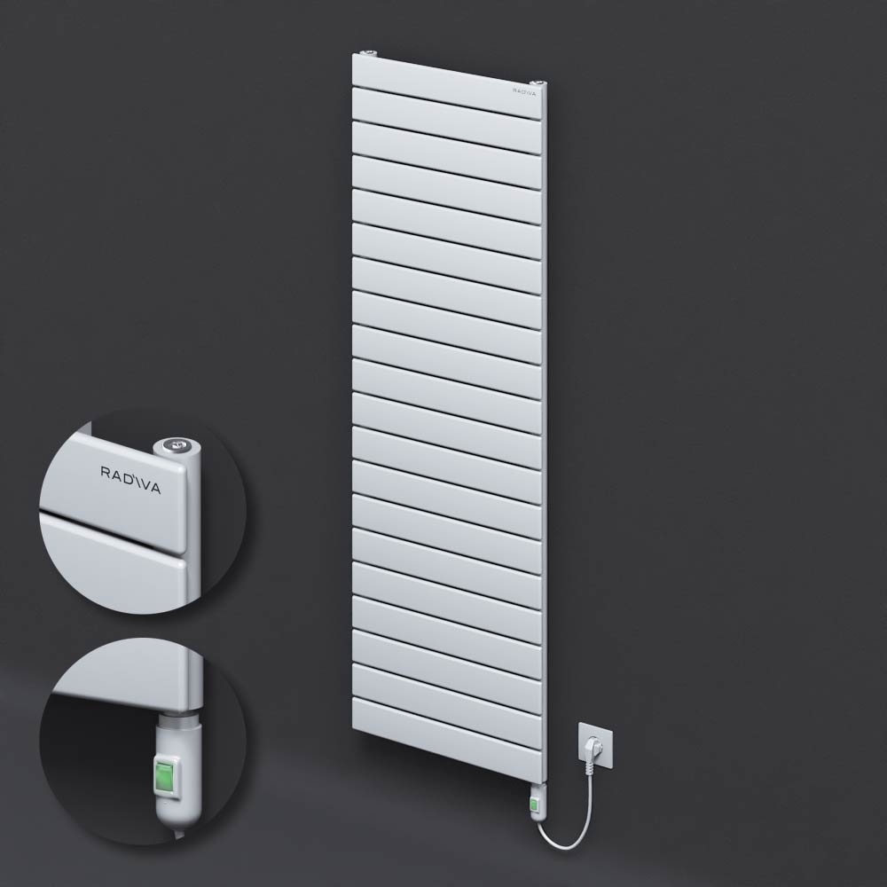 Type 10H Electric Steel Radiateur Décoratif 1476x500 Blanc (Bouton Marche/Arrêt) 900W - 1